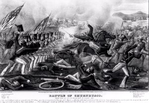 Battle of Churubusco, Fought Near the City of Mexico, 20th August 1847, engraved and published by Nathanial Currier
